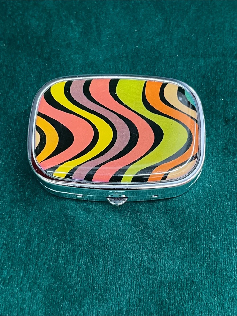 Multi-Color Wave Compact Mirror Case - Pink, Yellow & Orange